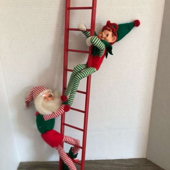 Vtg Santa and Elf Climbing Ladder Decor - Picture 15 of 15